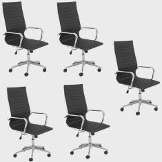Imagem de Kit5 Cadeiras de Escritório Presidente Giratória Office Sevilha Alta