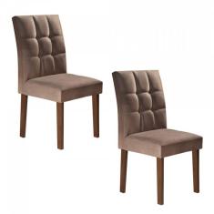 Imagem de Conjunto 2 Cadeiras Estofadas Hobby Siena Móveis Chocolate/Suede Animale Marrom