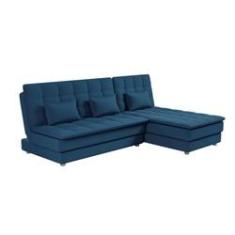 Imagem de Sofá Cama Reclinável com Chaise Penelope - Veludo turkey Petroleo