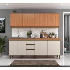Imagem de Cozinha Modulada 4 Peças 8 Portas 3 Gavetas 240cm Cecília Freijó/off White