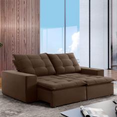 Imagem de Sofá 4 Lugares Paris Retrátil e Reclinável Super Pilow 250cm Marrom - Celflex