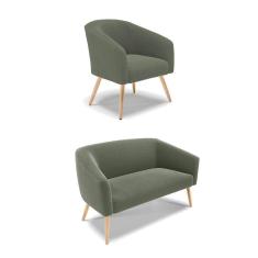 Imagem de Sofá Namoradeira e Poltrona Pé Palito Natural Stella Bouclê Menta D03 - D`Rossi