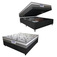 Imagem de Cama Box Baú Casal Colchão Espuma D33 Fort 138x188x62cm Cinza/Branco Gazin - Suporta até 150kg por Pessoa