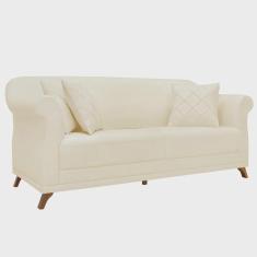 Imagem de Sofá 3 Lugares para Sala de Estar 200cm Eva Linho Off White - Montanaris Decor