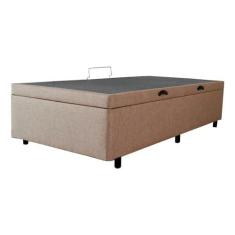 Imagem de Cama Box Baú Solteirão King Blindado Linhão bege 203X96X44 Cm