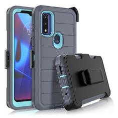 Imagem de Njjex Capa robusta para Motorola Moto G Pure para Moto G Power 2022 com coldre de clipe de cinto, protetor de tela embutido, resistente, à prova de choque, suporte giratório, coldre, capa dura para