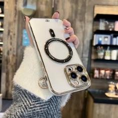 Imagem de Capa magnética fosca de carregamento sem fio para iPhone 14 Plus 13 12 11 14 Pro Max revestimento de luxo transparente fosco capa completa, branca, para iPhone 14 Plus