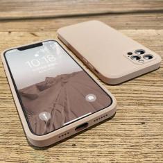 Imagem de Capa para iPhone 12 Capa de proteção de lente completa de silicone líquido quadrado, cor cáqui, para iPhone 12