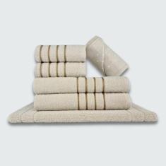 Imagem de Jogo de Toalha 6 peças Coleção Montreal 100% Algodão Bege - Toalhas Be