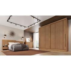 Imagem de Guarda Roupa Casal 100% mdf 2 Portas 6 Gavetas - Orion-Cumaru/Ripado 3D - Móveis Novo Horizonte