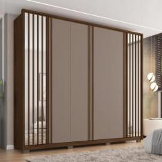 Imagem de Guarda Roupa Casal Grande 6 Portas 4 Gavetas Marrom Orfeus - Caemmun