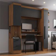 Imagem de Guarda-roupa Modulado Viena 3 Portas 2 Gavetas3 Peças Espresso Móveis Nogal/Grafite