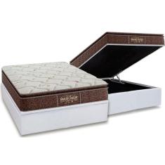Imagem de Cama Box Baú Casal: Colchão Anatômico Probel Guarda Costas Extra Firme + Base crc Courano White (138x188)