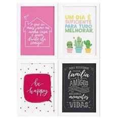 Imagem de Quadros com Frases Alegria Moldura  33x43cm 4un