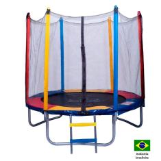 Imagem de Cama Elástica Pula Pula 1,83m P.Color Henri Trampolim Linha Kids c/Ziper Preta