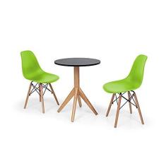 Imagem de Conjunto Mesa de Jantar Maitê 60cm  com 2 Cadeiras Charles Eames - Verde
