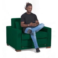Imagem de Sofa Cama Solteiro Sofia 1 Lugar 110cm Com P s De Madeira Tal
