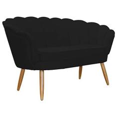 Imagem de Namoradeira Decorativa Estofada Para Salão de Beleza Pétala Suede Preto - LM DECOR