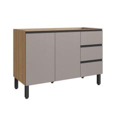 Imagem de Balcão para Pia 120cm 2 Portas 3 Gavetas Montana/Fumê