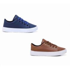 Imagem de Kit Dois Pares de Tênis Infantil Masculino Escolar Leve E Resistente -