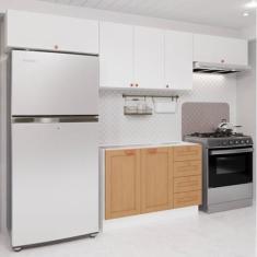 Imagem de Cozinha Modulada 4 Peças 3 Aéreos 1 Balcão Arizona Cabecasa Madeiramadeira Branco/Figueira