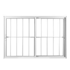 Imagem de Janela de Alumínio de Correr 120x120cm 2 Folhas com Grade e Vidro Mini Boreal Linha Soft MGM Branco Branco