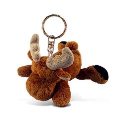 Imagem de Garfo de pelúcia de moose intrigado brinquedo animal recheado - Soft Fur Wild Life Animal Brown Moose Charm Keyring, Cute Decorative Plush Toy Accesso