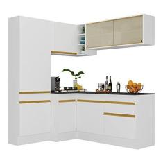 Imagem de Cozinha Completa de Canto com Rodapé Veneza Multimóveis Mp2089 com Armário e Balcão Branca