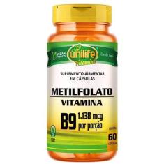 Imagem de Vitamina B9 Metilfolato Natural Vegano 60 cápsulas 350mg - Unilife