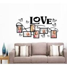 Imagem de Adesivo Decorativo de Sala, Quarto, Porta Retrato Escrito Love Com Borboletas