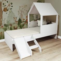 Imagem de Cama Casinha Com Telhado Mdf E Escada/ Escorregador Branco Mobilistore