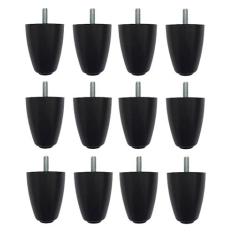 Imagem de Kit com 12 Pés Para Cama Box Baú P70 Rosca 5/16 Preto