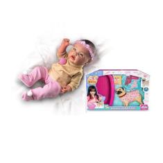 Imagem de Kit Boneca Bebê Reborn Menina Rosa Com Cachorro Brinquedo - Milk E Adi