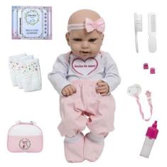 Imagem de Boneca Bebê Reborn Lara 100% Vinil + Bolsa Vários Acessórios - Cegonha