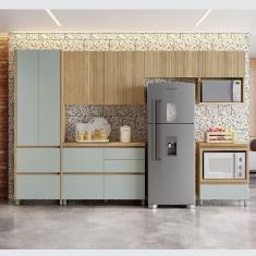 Imagem de Cozinha 6 Peças 7 Portas 7 Gavetas Ripado Nichos Forno E Micro Ondas Rainha 100 MDF