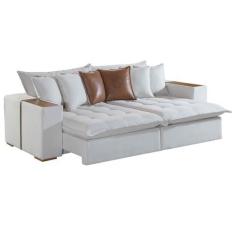Imagem de Sofá Cama Tebas 4 Lugares Retrátil E Reclinável 250cm Tecido Linho Inn