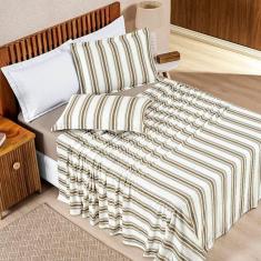 Imagem de Jogo De Lençol Queen Marim Malha 100% Algodão Estampado 4 Peças Caqui