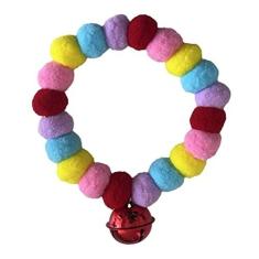 Imagem de leconpet Colar de cachorro com pompom, coleira elástica para gatos, bola de pelúcia, cachorrinho, colar atraente com pompom para animais de estimação com sino para tirar fotos, caminhadas, esportes ao