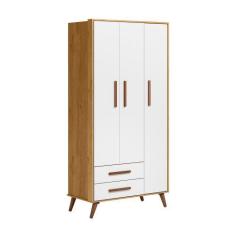 Imagem de Guarda Roupa 3 Pts E 2Gavetas Q Encanto Retrô Freijó Toq Branco Acetin