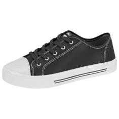 Imagem de Tênis Casual Feminino Napa Verniz Preto Branco Moleca 5667.341
