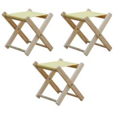 Imagem de Kit 3 Banquinho De Madeira Banqueta Pescador-amarelo