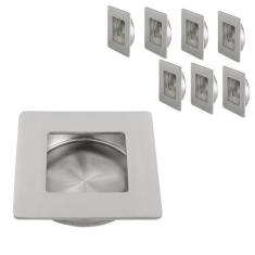 Imagem de HOMOTEK Puxadores de dedo de porta de armário deslizantes embutidos quadrados, diâmetro interno 54 mm, alças embutidas para porta de bolso, maçanetas de porta de celeiro, puxadores de gaveta (aço