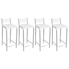 Imagem de Banqueta de Cozinha Gênova 1B705CR 4 Un Cromado/Courano Branco - Kappesberg