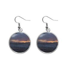 Imagem de Brinco feminino com pingente de prata com imagem da natureza do céu oceano