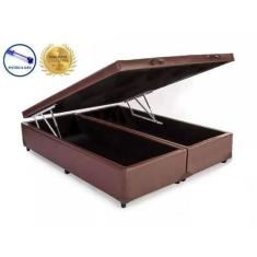 Imagem de Cama Box Baú King Red Bipartido A Colchões Sintético Marrom 41X193x203