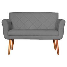 Imagem de Namoradeira Decorativa Isabela Pés Palito Suede Cinza - DS Estofados