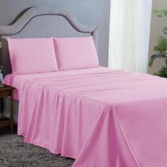Imagem de Jogo De Cama Queen 4Pç Micro Percal 400 Fios Rosa - Bordando Enxovais