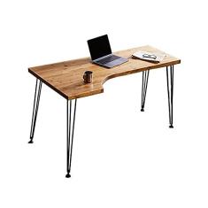 Imagem de Mesa de computador Mesa de madeira minimalista moderna l-shaped PC Mesa de canto da mesa laptop mesa de trabalho mesa de trabalho, suporte de metal estável, fácil de instalar Mesa de trabalho para hom