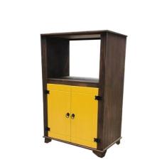Imagem de Balcão Multiuso Forno/micro com Detalhes em Amarelo de Madeira Maciça Móveis Rio Negrinho