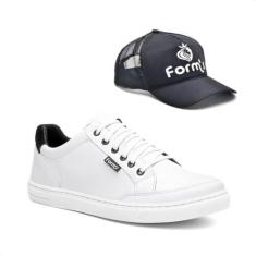 Imagem de Tênis Masculino Casual Cano Curto Blaqueado Moderno + Boné Branco